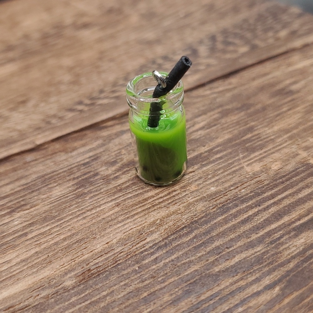 P108 Boba tea green smoothie pendant charm